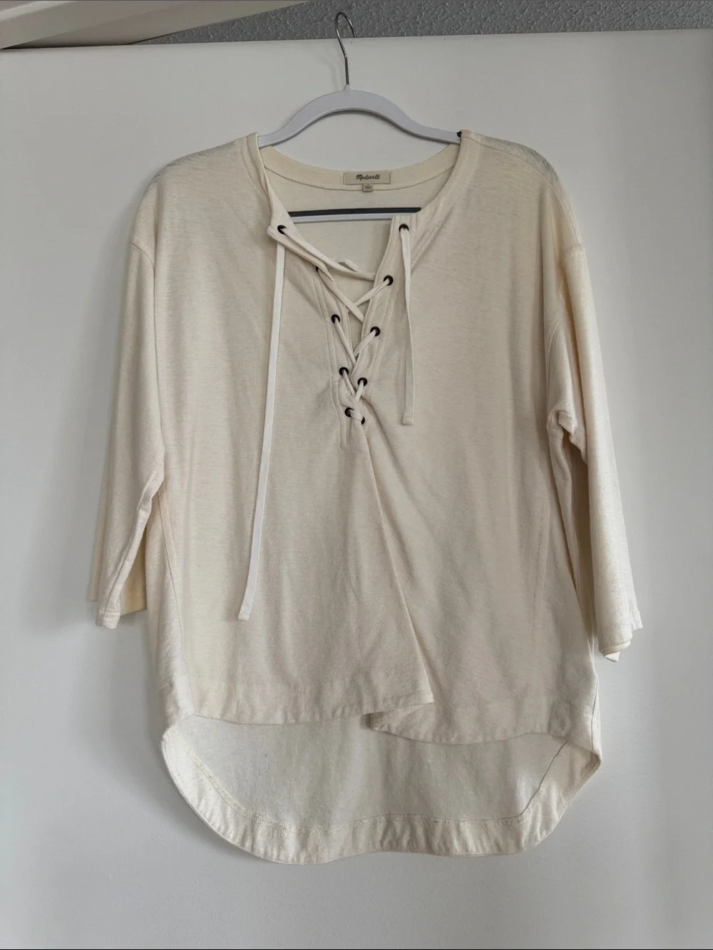 Like New Madewell 3/4 Sleeve Tie Top